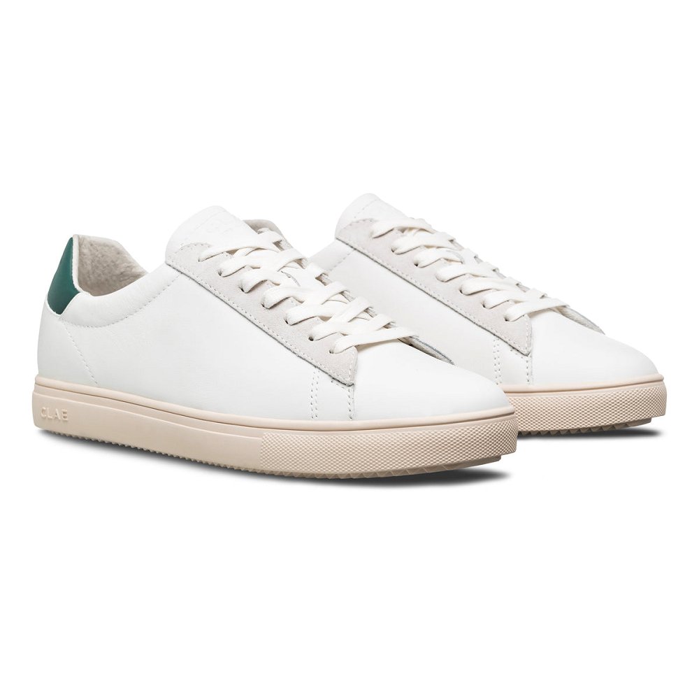 CLAE BRADLEY CALIFORNIA Shoes Womens USA385-X04 In White Leather Trekking Green